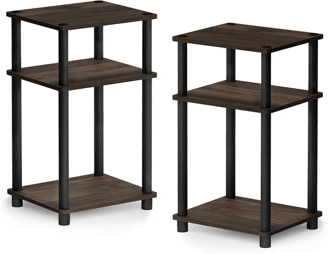 Just 3-Tier Turn-N-Tube End Table / Side Table / Night Stand / Bedside Table wit