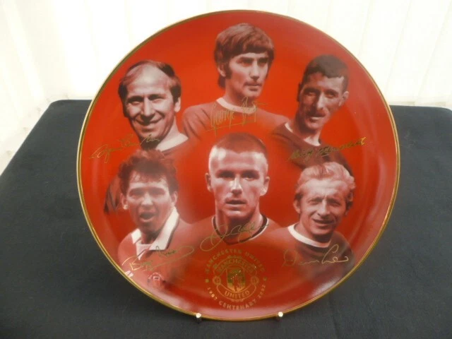 Assiette Commémorative Manchester United – 100 Ans Au Sommet – Danbury Mint – Bord Or 22 Carats