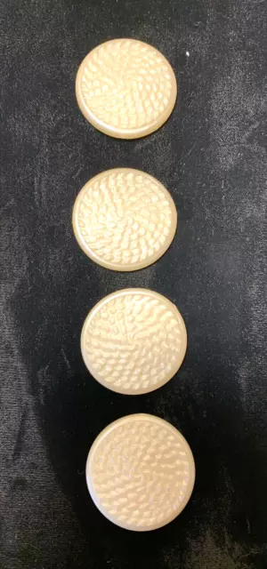 Vintage Sewing Button Set Ornate Textured Off White Large Set 4 Coat Buttons