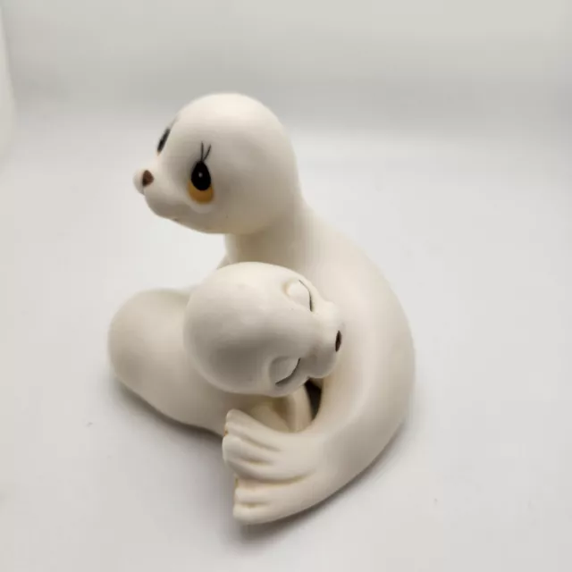 Vintage Oxford Figurines White Harp SEAL Mother Baby 4"x4" Made in Mexico 3