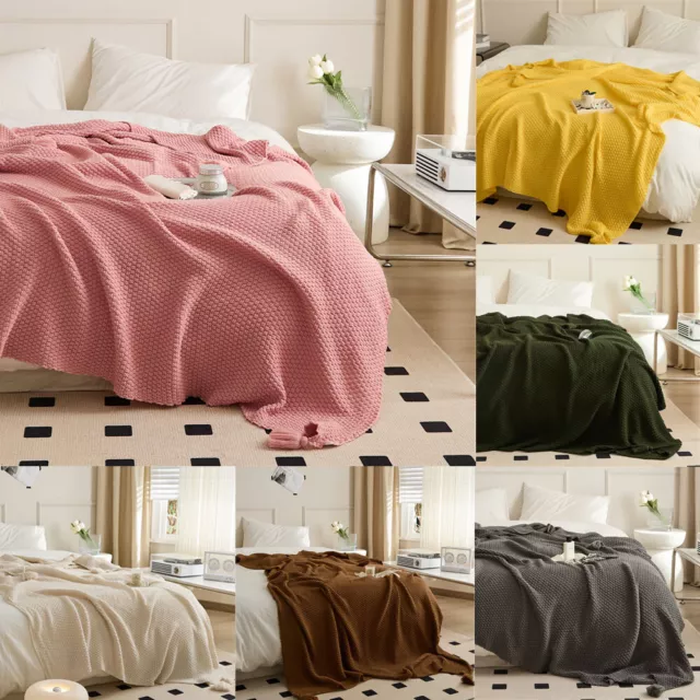 Luxury Knitted Solid Color Blanket Throw Sofa Bed Cover Office Rug Nap Blankets