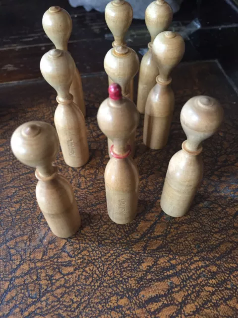Antikes Spielzeug 1950/60 Kegeln Kegel Vintage Gartenspiel Tischkegel Holz