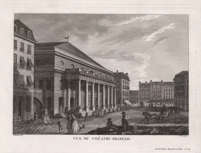 PARIS THEATRE COMEDIE Française Salle Richelieu Estampe Engraving 1780 ...