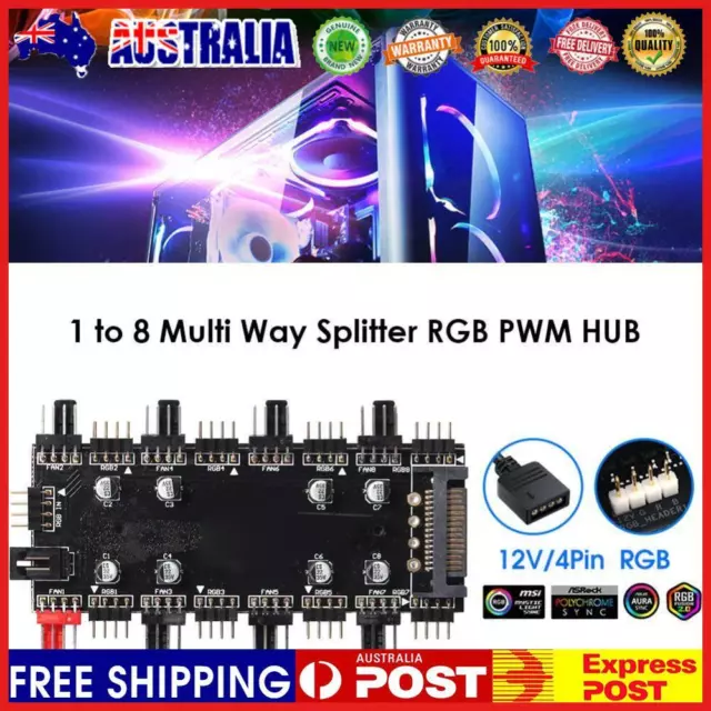 1 To 8 Multi Way Splitter RGB PWM HUB 12V/4 Pin for Fan Motherboard (SATA)