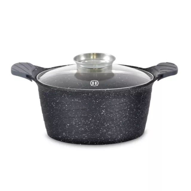 Herzog HR-5222: Cocotte en Marbre de 24cm Avec Bouton Aromatique - 4.6L