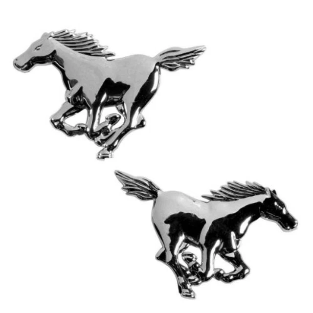 Akhan 3d15027 - cromato 3d scritta emblema logo Horse, Cavallo (2 pezzi) - NUOVO