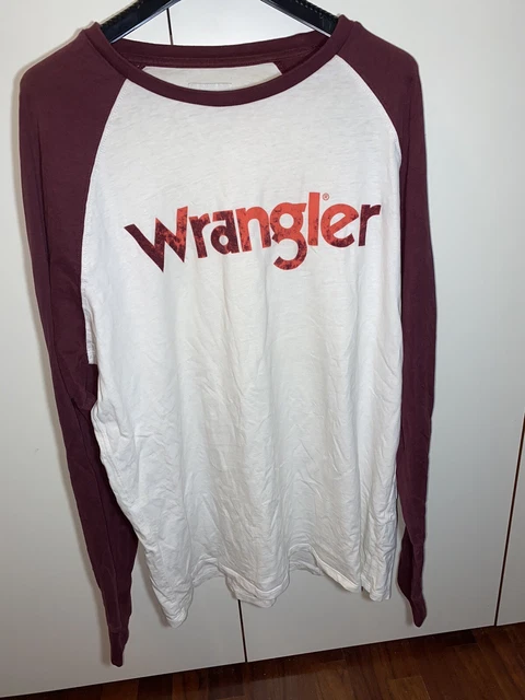 T-shirt maniche lunghe vintage bianca e bordeaux- Wrangler