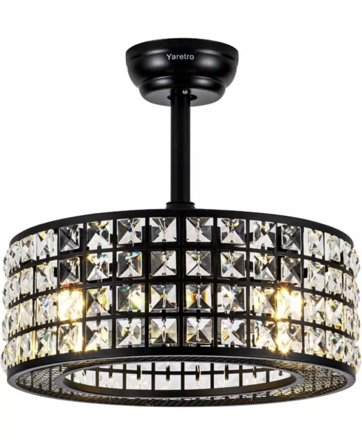 Industrial Crystal Ceiling Fan with Lights, Remote Control Blades Fan