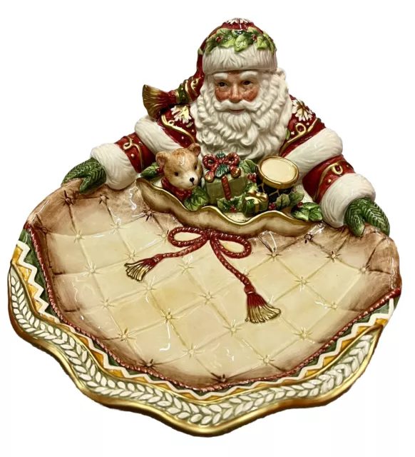 Fitz and Floyd Classics Winter Holiday Santa Serving  Dish Christmas