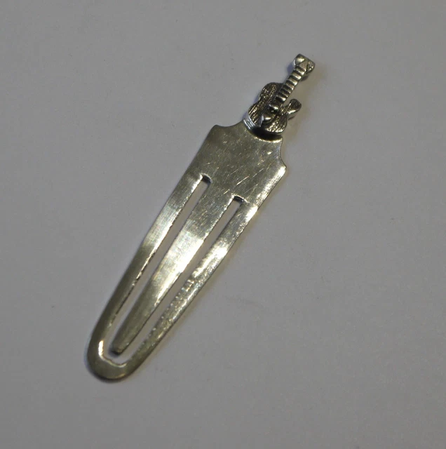 Superb Guitar Musical Instrument Shaped Solid Sterling Silver 925 Bookmark