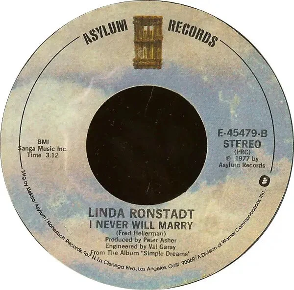 LINDA RONSTADT TUMBLING Dice Vinyl Single 7inch Asylum EUR 9,60