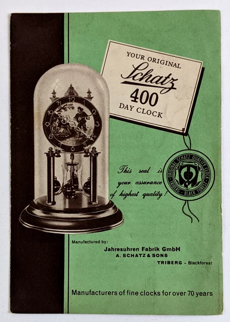 1930s Schatz 400 Day Clock User Operation Instructions Vintage Pamphlet Germany