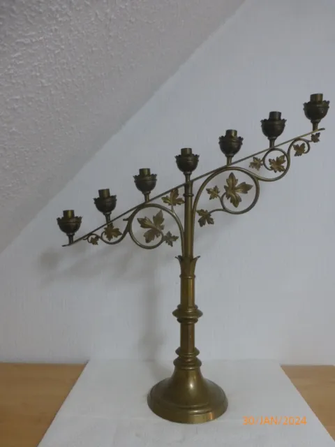 antik Messing Altarleuchter  Kerzenhalter für 7 Stabkerzen Kirche, Judaica