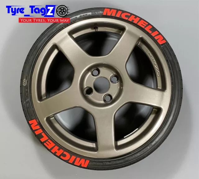 Tyre TagZ Tire lettering, high quality rubber decals MICHELIN set of 8 Red