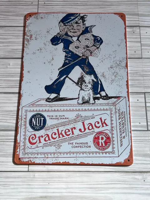 Tin Metal Sign 1918 Cracker Jack Candy Weather-Resistant Long-Lasting Replica