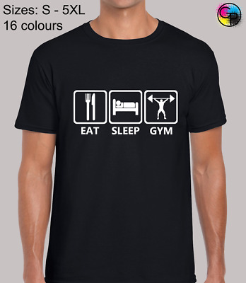 Eat Sleep Gym Joke Training Top Gift Regular Fit T-Shirt Top TShirt Tee for Men
