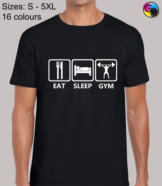 Eat Sleep Gym Joke Training Top Gift Regular Fit T-Shirt Top TShirt Tee for Men