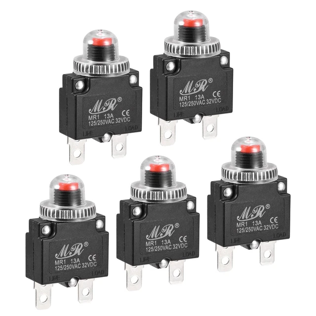 Circuito Sovraccarico Protettore 13A AC125/250V DC32V Premi Pulsante 5pz
