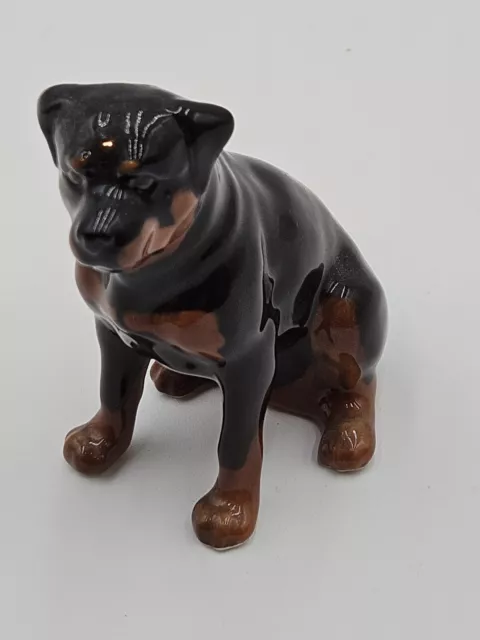 Vintage Russian Porcelain Rottweiler Figurine High Gloss Dog 3.5"x2"x3 5 "