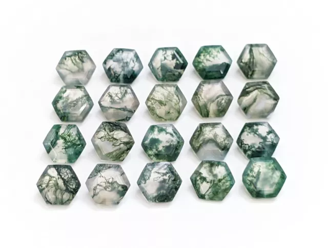 Natural Moss Agate Stone Hexagon Shape Faceted Loose Gemstone For Jewelry Making
