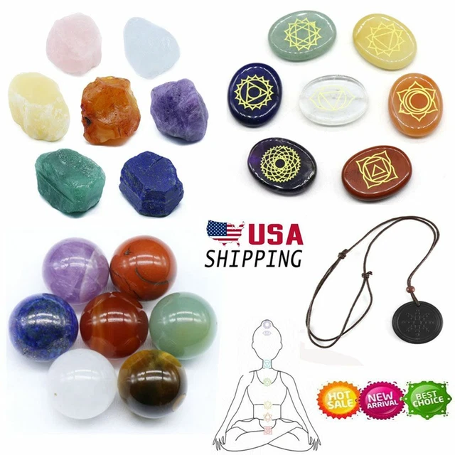 7 Chakra Stones Crystal Reiki Healing Energy Palm Natural Worry Gemstone Quartz