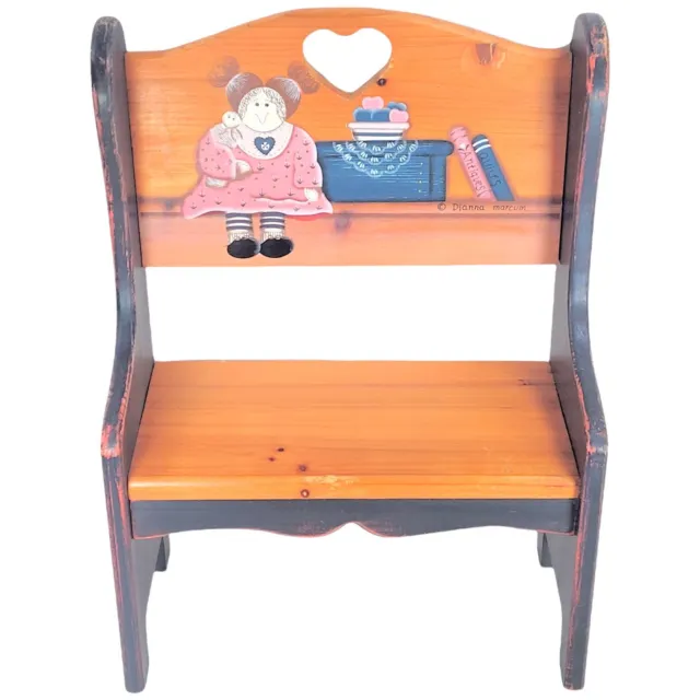 Dianna Marcum Wood Bench 18 Inch Mini Kids Room Chair Doll Furniture Decor Seat