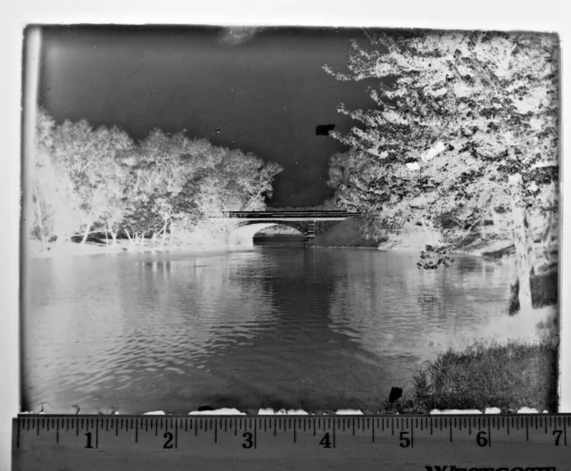5x7" Canonicus Bridge Boat Glass Plate Negative Black & White Photo VINTAGE R636