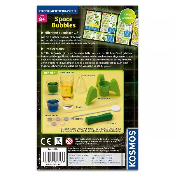 Kosmos Experimentier Set Space Bubbles Mitbringspiel Mini Raketen Lavalampe neu 2