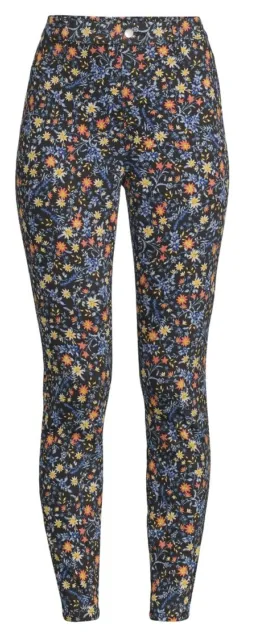 New Time and Tru Women High Rise Jeggings Stretch Demin Floral XS,S,M,XL,XXL