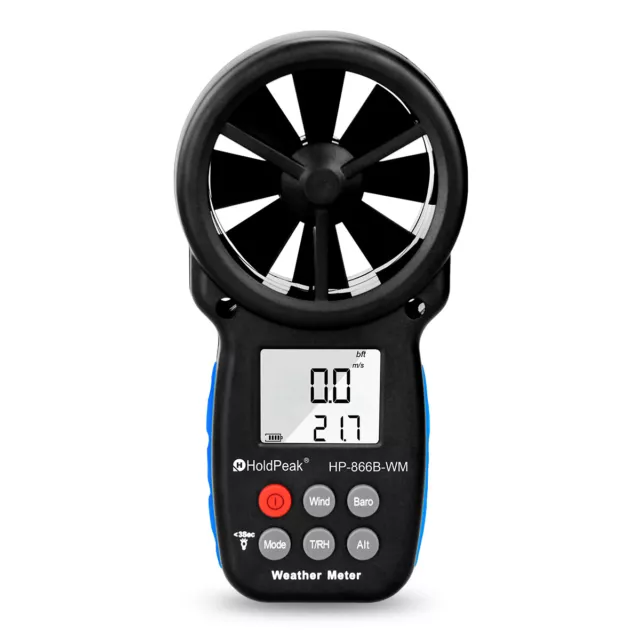 HoldPeak 866B-WM LCD Anemometer Wind Speed Meter Air Temperature Hpa Dew Point 2