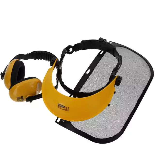 Gesichtsschutz mit Gehörschutzkombi Netzvisier Netz Visier Schutz Kopfschutz