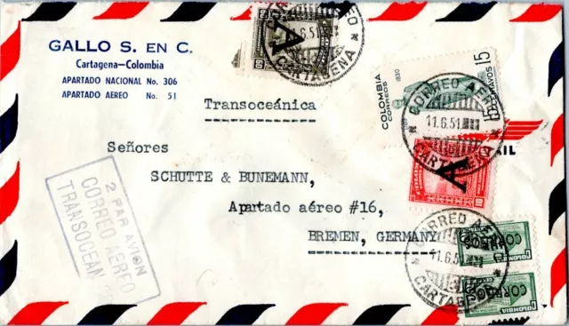 Colombia 2c Communications Building Postal Tax Overprinted Correos (2), and 10c