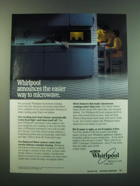 1988 Whirlpool Microwave Ad - Whirlpool announces the easier way to microwave