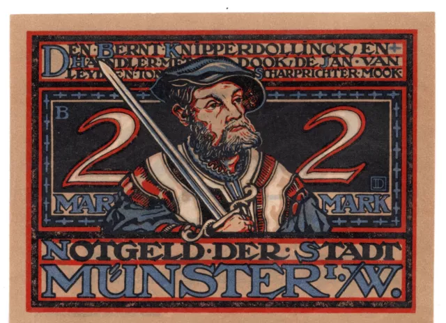 1921 Germany Munster Notgeld 2 Mark Note (Z397)