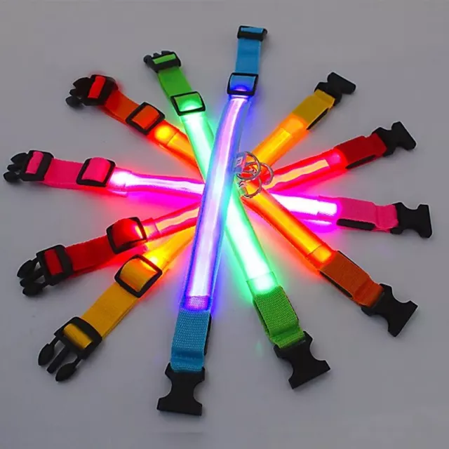 LED PET GLOW-IN -THE-DARK COLLAR dog cat night safety neck harness flash light