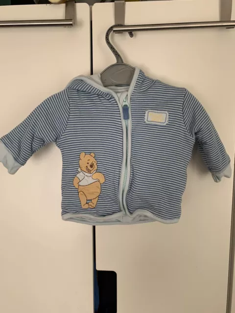 Hellblau gestreifte Winnie the Puuh Kapuzenohren dicke gemütliche Jacke Alter 3-6 Monate 2