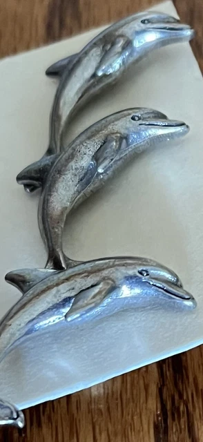 Vintage Costume Jewelry Lot of 3 Brooch/Pins Dolphins PEWTER