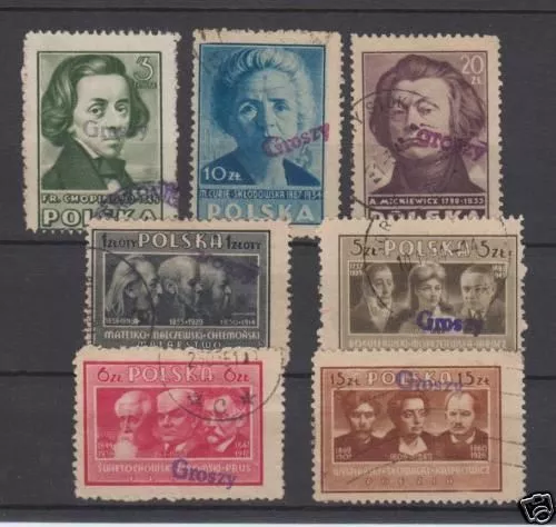 Poland 1950 Groszy Ovpt On Scott 405-412 Michel 573-579 A Vfu