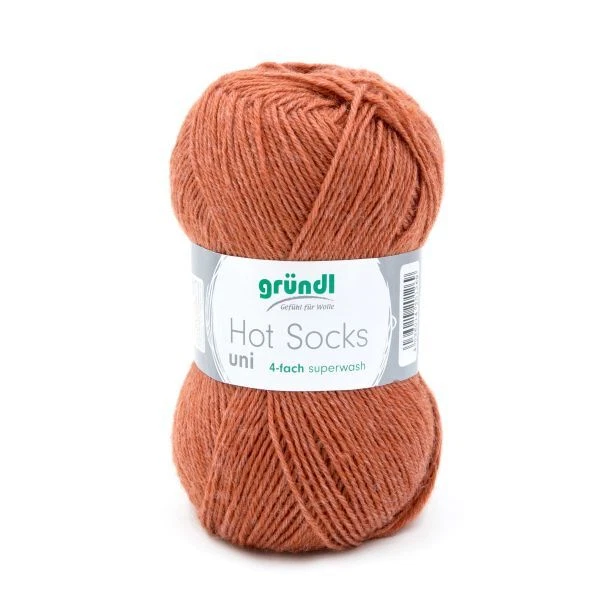 Gründl Wolle Hot Socks uni 50 g kupfer meliert Handarbeit