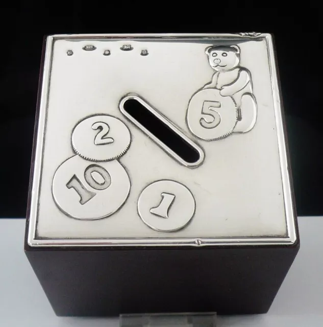 Sterling Silver Child's Teddy Bear Money Savings Bank, Sheffield 2004