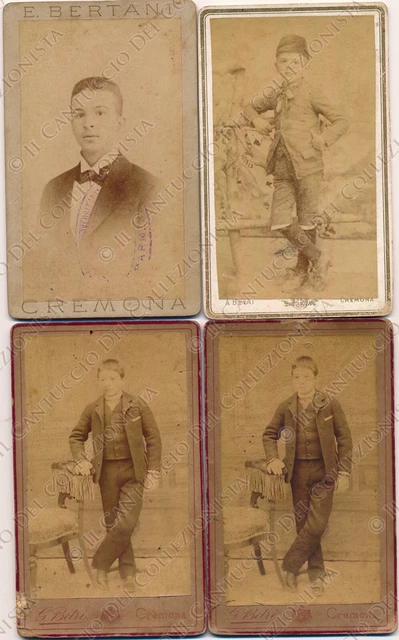 1880c Ritratti ragazzi Carte de visite CDV LOTTO 4 Fotografie Betri Cremona
