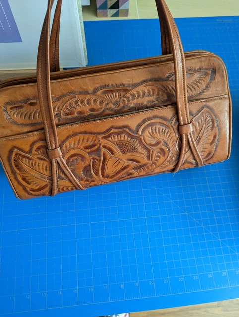 Tooled leather handbag, vintage, excellent condition