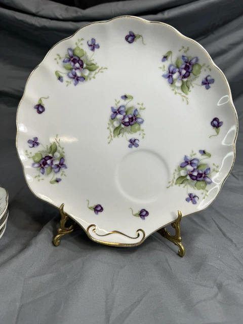 CELEBRATE Fine China Shell Shaped Snack Plate With Purple Flower Design NICE!
