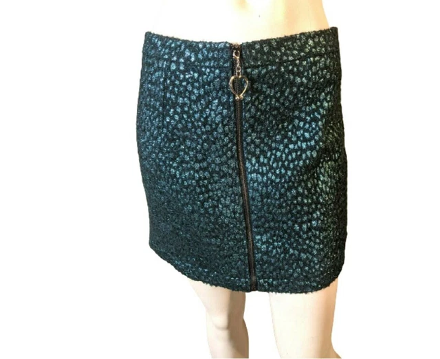 👕 FORNARINA Taille 36 NEUF 👕 jupe doublée vert brillant en laine mélangée