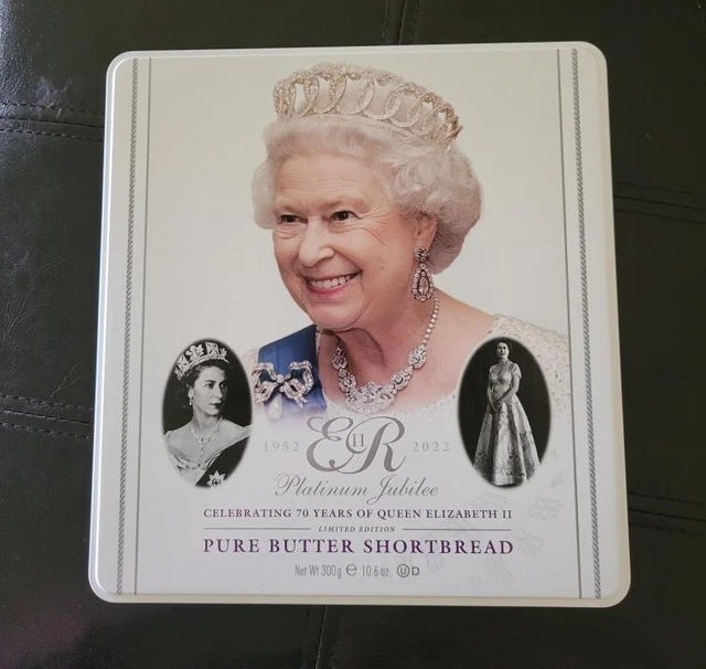WALKERS QUEEN PLATINUM Jubilee Shortbread Biscuit Tin The Queen's 70th