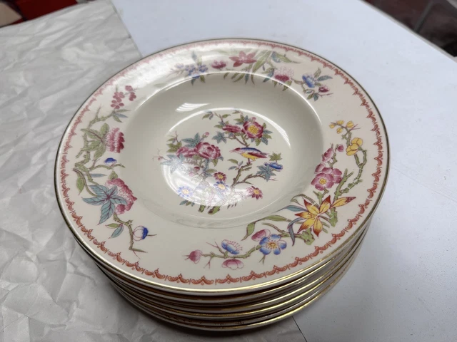 OLD IVORY SYRACUSE CHINA OPCO BOMBAY BIRD FLOWERS SOUP BOWL  appx  6” Set Of 8