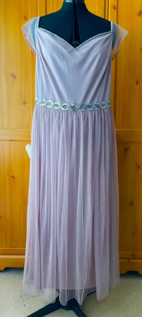 Gorgeous lindy bop dress size 18 lilac layered mesh long party dress