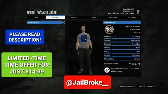 Gta 5 Xbox One Mod 7 Billion Rank 337 (24/7 INSTANT AUTOMATIC