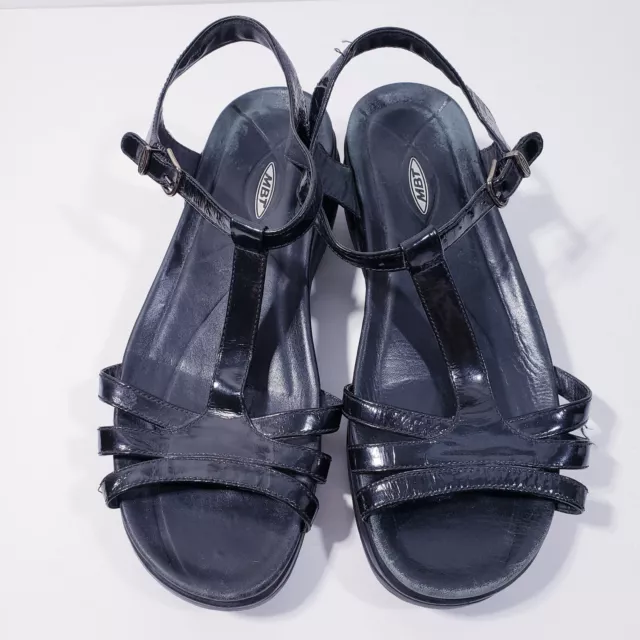 MBT Rockers Sandals Women's 40 Sz 9-9.5 Black Patent Leather MBT Rockers Sandals Women's 40 Sz 9-9.5 Black Patent Leather