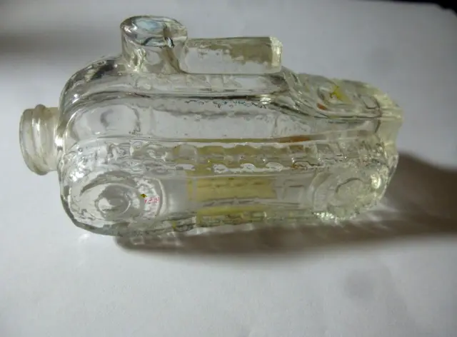 Vintage  1940s T.H. Stough Co. U.S. Army Tank Glass Candy Container Original tag